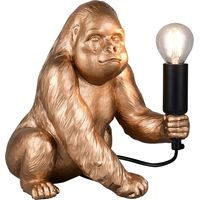 Tischleuchte Affe gold Beistelllampe Retro Tierfigur Tischlampe gold, Kabelschalter, E14 Fassung, LxBxH 15x22x23 cm