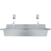 Lavabo a Canale 120 cm (1200 mm) Acciaio Inox a Parete con Rubinetti Push