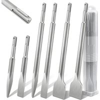 Burin - Ciseau à Béton - Pour Démolition Carrelage Pierre Plâtre - Acier 40Cr - Compatible Marteau Burineur Universel - Lot de 6