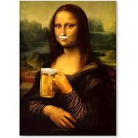 LÁMINA IMPRESA EN LIENZO ALTA CALIDAD MONA LISA BEER 40X60CM - DECORACIÓN DE PARED SIN MARCO - SpazioLuzio