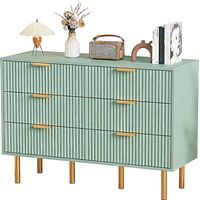 FURNITURE HMD 6 Drawer Chest of Drawers Storage Organizer Unit Wooden Sideboard Modern Style Dresser for Living Room Bedroom Hallway,Green,110x40x78cm