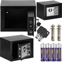 Caja fuerte doméstica con llave y código, caja de seguridad de 23 cm para dinero negro.