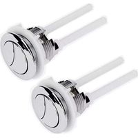 Confezione da 2 pulsanti di scarico standard per WC da 38 mm con quattro aste, pulsante di scarico doppio e accessori di ricambio (argento)