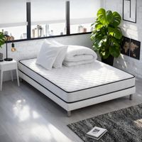 Ensemble Matelas et Sommier Tapissier 140x190 cm - Matelas+Sommier+Couette 220x240cm +2 Oreillers 60x60cm(deux colis)