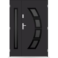 Porte d'entrée double Noam - 130-140-150x208cm - Couleur: Noir - Poussant: Droit - Dimensions: 80x40 cm