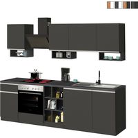 Cuisine linéaire complète 256 cm design moderne modulable Domina - Noir - Gris