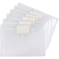 Pochette Plastique A4, Lot de 5 Pochettes Porte-Documents avec Rabat, Couleurs Vives Transparentes, Classeur Pochette