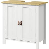 Meuble bas lavabo 2 portes avec étagère réglable 60x30x60 cm Blanc