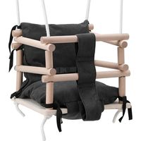 Wolketon Balançoire enfant avec assise bois, coussin gris lavable et cordes à hauteur ajustable