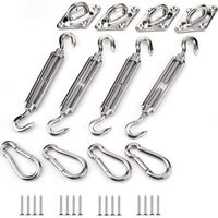 Kit de fixation de voile d'ombrage, kit de fixation de voile d'ombrage en acier inoxydable pour triangle et carré, rectangle, voile d'ombrage