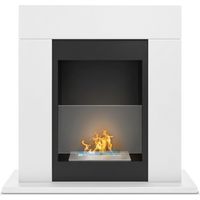 Marco Aurelio - Camino a bioetanolo da terra freestanding, biocamino da pavimento, 73x20xH75 cm colore bianco