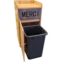 Poubelle snack merci marron avec bac plastique 110L