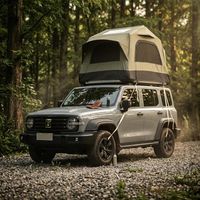 Tente de toit gonflable 2-3 personnes, tissu Oxford 300D imperméable anti-UV, avec pompe manuelle et échelle télescopique, pour SUV camping, vert/noir