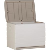 PLASTIKEN Coffre cadenassable avec roulettes - 190 L - Fonctionnel et esthétique - Beige