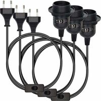 YMYNY 3x luminaire suspendu - douille avec circuit boîtier noir avec câble 3,5m vis bague filetée - lampe à suspension E27