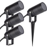 Arum Lighting – Lot de 4 spots piquets extérieur GU10 – Fonte d'aluminium noir – Étanchéité IP65 – Éclairage jardin moderne et durable