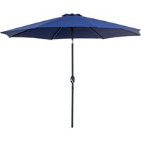 Parasol Jardin Ø295x250cm Mécanisme Inclinaison Poste Métal Démontable Bleu