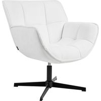 Accent Armchair White Polyester Upholstery Swivel Modern Large Seat Curved Retro Design AUMA