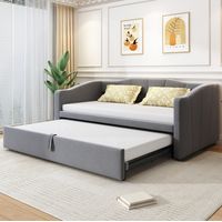 Bett Doppelbett ausziehbar 90x200 180x200 Grau OKMYHOME