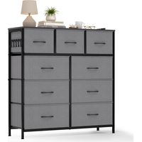 HOKEEPER Commode en tissu à 9 tiroirs, Gris