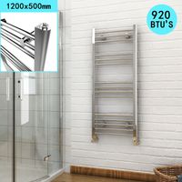 ELEGANT 1200 x 500mm Modern Straight Heated Towel Rail Designer Bathroom Radiator- Chrome