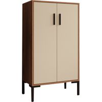 Credenza piccola 2 ante Armadio multiuso Mobile ausiliario 60x110,5x35cm Modello Lander L17 Colore Noce Ambar e Beige