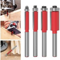 6mm Tige Affleurante Garniture Routeur Bits Haut Roulement Routeur Bit Travail du bois Fraise Outil 4 Pièces Ensemble