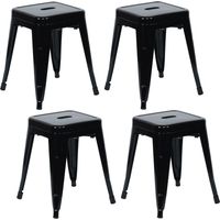 Lot de 4 tabourets bas empilables de style industriel en acier 38x38x46cm Thinia Home