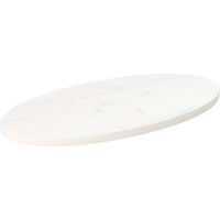 vidaXL Dessus de table blanc 80x40x2,5 cm bois de pin massif ovale