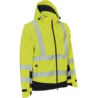Giacca softshell ad alta visibilità Warnschutz VISIBLE XTREME, taglia L, giallo arancio/nero