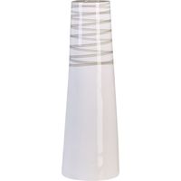 Beliani – Vase décoratif en céramique blanc brillant – Hauteur 57 cm – Détails en métal argenté – Pour décoration intérieure moderne