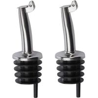 2 Becs Verseurs - Acier Inoxydable - Bouchon Plastique - Pour Spiritueux Huile Vinaigre - Usage Domestique Et Professionnel - Argenté
