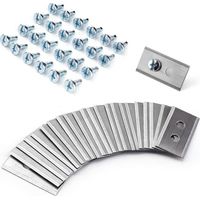 RHG Jeu de 24 lames de tondeuse à gazon pour Luba AWD 5000, Luba AWD 3000 et Luba AWD 1000, double trou argenté avec 24 vis, lames de rechange durables en acier inoxydable, 36 x 18 x 0,9 mm