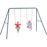 Columpio infantil con 2 asientos – Para niños de 3 a 8 años – Estructura de acero resistente – 2,7 x 1,6 x 1,8 m