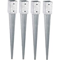 Winox – Support à enfoncer pour poteau 7x7 cm – Acier galvanisé à chaud – Fixation 4 trous Ø 10 mm – Lot de 4 unités pour clôtures légères