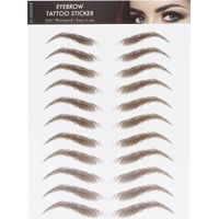 Lot de 10 autocollants de tatouage sourcils waterproof femme, nuance marron BROWN-10, transfert professionnel longue tenue
