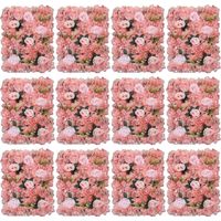 12 Stück 40 x 60 cm künstliche Blumenwand Rosenwand Blumenwandpaneele Künstliche Blumenhintergrundpaneele Hochzeitshintergrunddekoration in Rosa