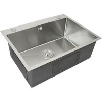 KuKoo - Lavello da Cucina Singolo Acciaio Inox Squadrato Satinato Resistente Corrosione Lavabo Sottotop Sottopiano Sotto-Piano Integrato Lavandino Integrato Tappo Filtro e Scarico Inclusi per Uso Comm