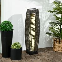 Lampe à poser luminaire LED de jardin solaire en résine tressée imitation rotin - 21 x 21 x 78 cm gris