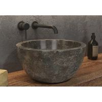 Vasque ronde LEYLA GREY à poser 40 x20 cm en pierre