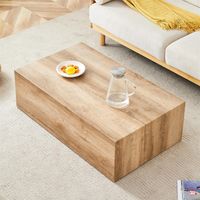Table de salon rectangulaire en bois – Texture naturelle, dimensions 90 x 50 x 30 cm, MDF, montage non nécessaire, patins antidérapants – Esthétique luxueuse moderne