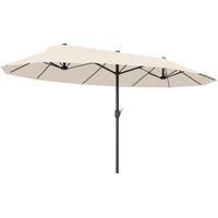 Ombrellone da Giardino Doppio da Giardino 4.6x2.7 m a 12 Stecche con Prese d'Aria e Manovella, Ombrellone per Esterno in Acciaio e Poliestere, Anti UV, per Balcone e Terrazza, Beige