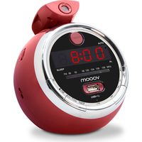 Radio-réveil Cherry FM USB projection double alarme - rouge