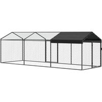 Gallinero Métallique Extérieur 3x1x1 m avec Toit Oxford Anti-UV Imperméable Noir