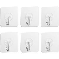 Lot de 6 crochets adhésifs transparents, étanches et sans clous, de 70 mm, à fixer au mur, parfaits pour suspendre vêtements, foulards, serviettes, sacs et clés dans la salle de bain, la cuisine et le