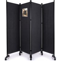 VOUNOT® Paravent Raumteiler 4 Teilig auf Rollen Freistehend 228 x 30 x 164 cm Anthrazit