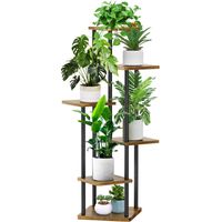 6-Tier Hölzern Blumenregal Pflanzenregal, Mehrstöckig Blumenständer Pflanzenständer Blumenbank Blumentreppe Pflanzentreppe Standregal für Innen Garten Balkon Deko(Schwarz)