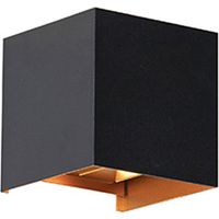 Qazqa – Applique murale extérieure LED IP54 – 2 lumières – Aluminium noir et or – 10cm – Flux lumineux 360lm – Éclairage moderne intérieur/extérieur