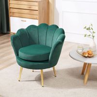 Fauteuil Vintage Design en Velours Vert Fauteuil de Chambre