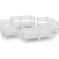 Salon de jardin meuble d'extérieur ensemble de mobilier 8 pièces blanc bois de pin massif